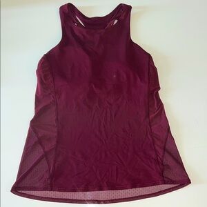 Lululemon Body Con Tank with Polka Dot Mesh Details, Deep Rouge, Size 8